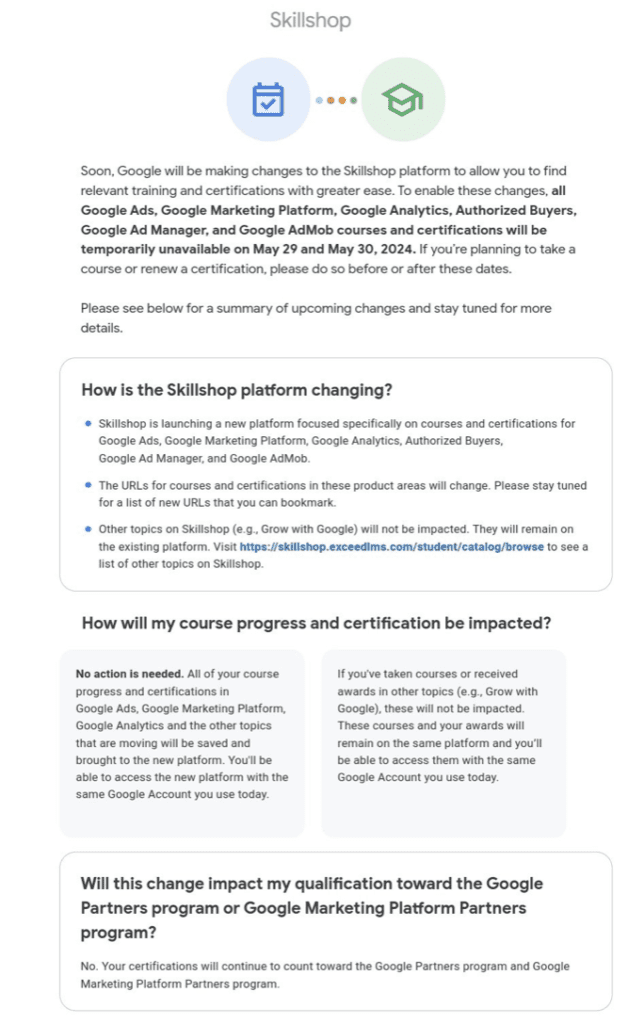 Certification For Google Ads, Google Analytics & Google Marketing Platform Closed For 48 Hours